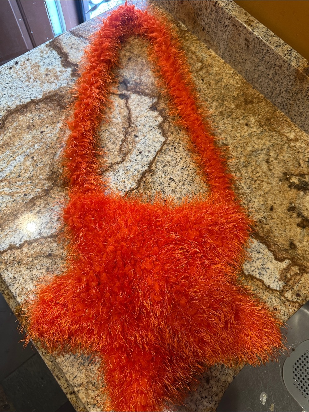 SHEIN Orange Fuzzy Star Shoulder Bag